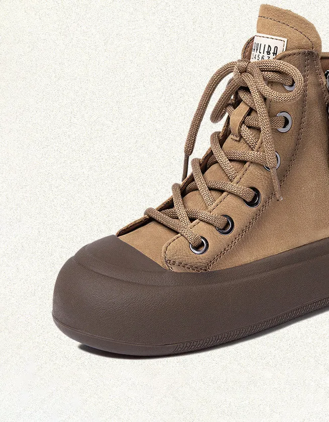 Double Sides Zipper Casual Leather Sneaker Boots