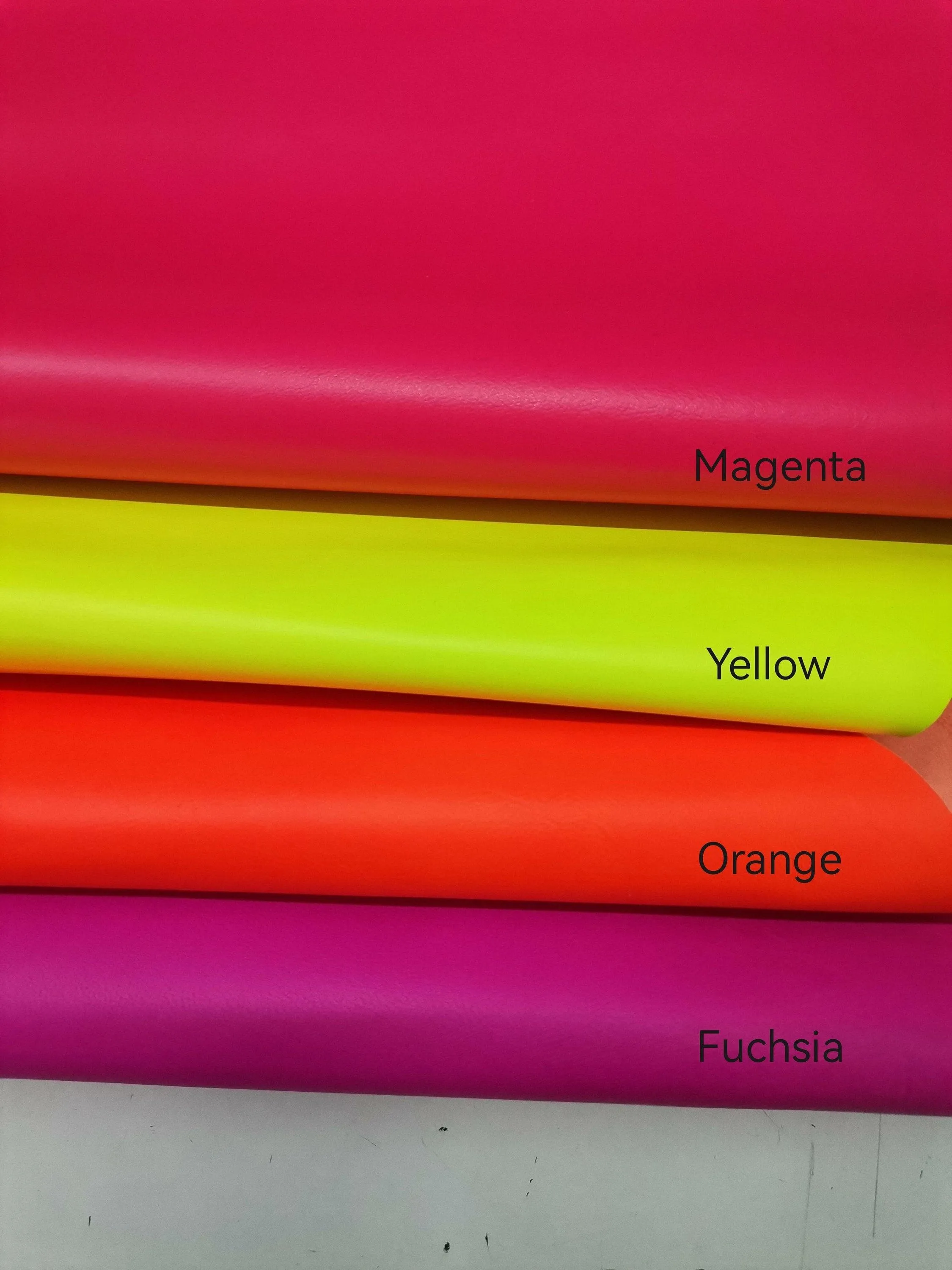 Fluo colors sheep nappa leather, Fluorescent lambskin leather hide for crafts thick. 0,9-1,0mm (2 1/2oz)