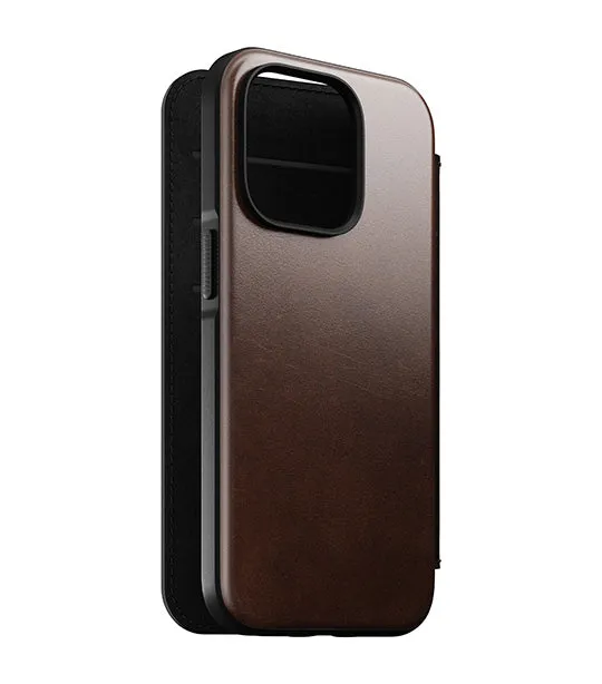 Modern Leather Folio Horween Leather iPhone 14 Pro Brown