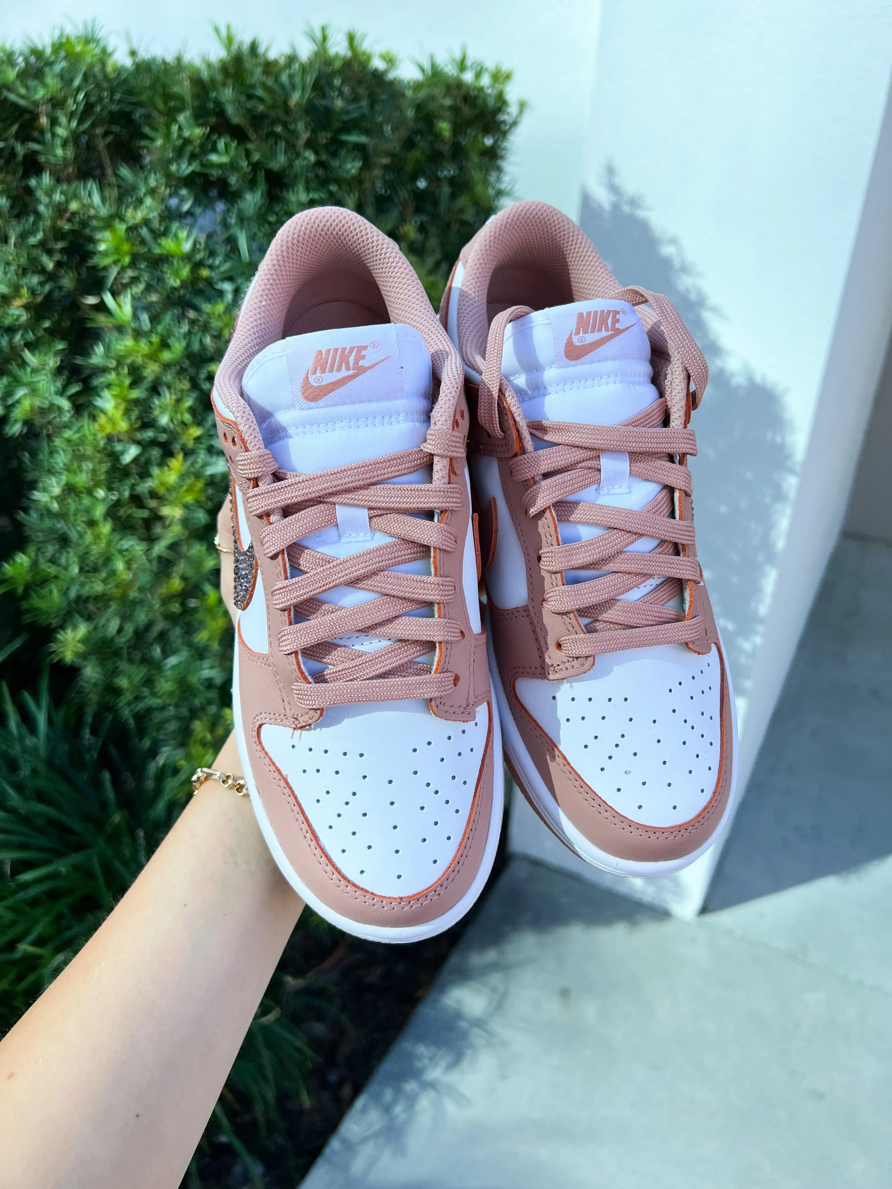 Rose Gold Swarovski Womens Nike Dunk Shoes