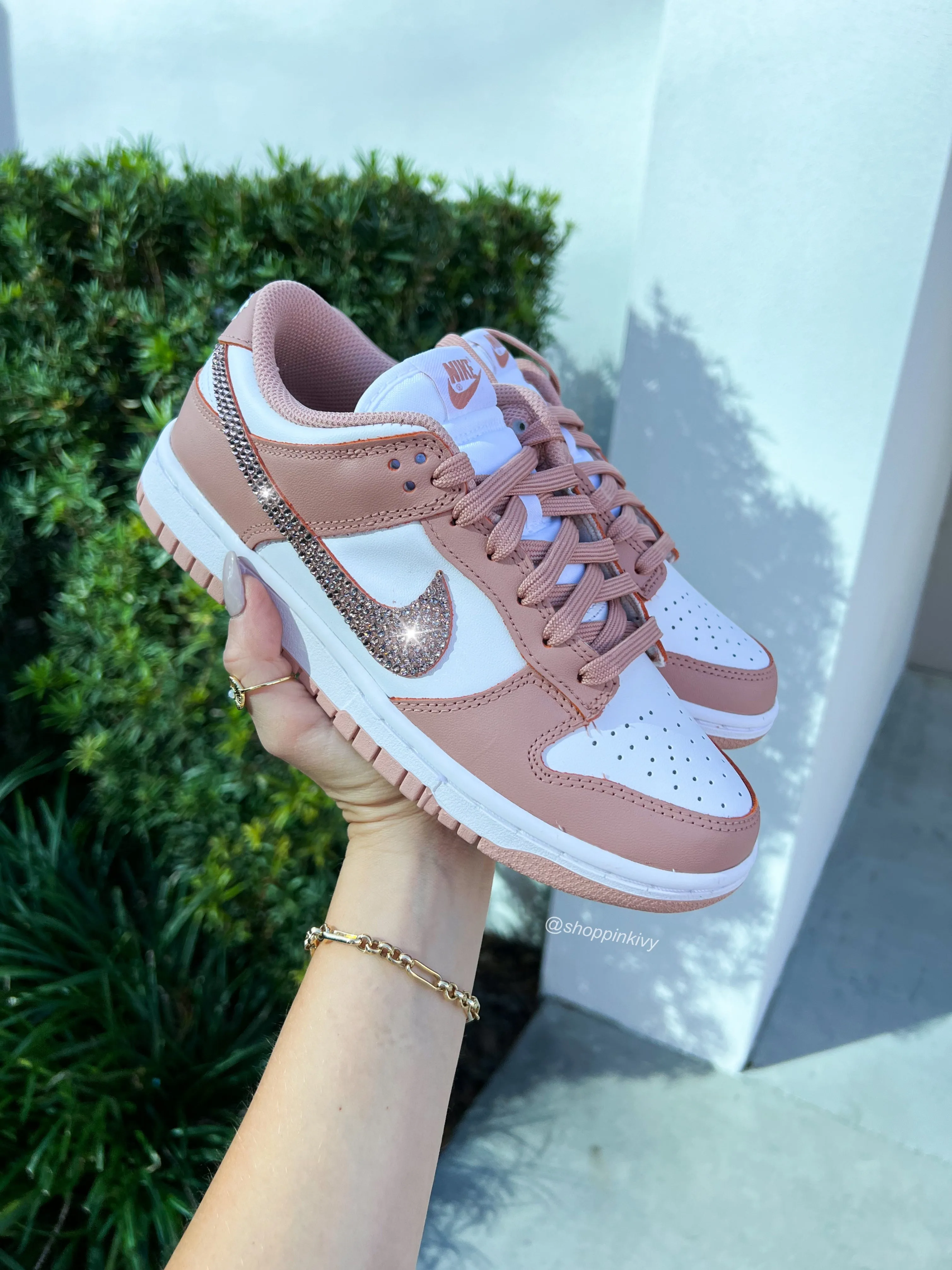 Rose Gold Swarovski Womens Nike Dunk Shoes