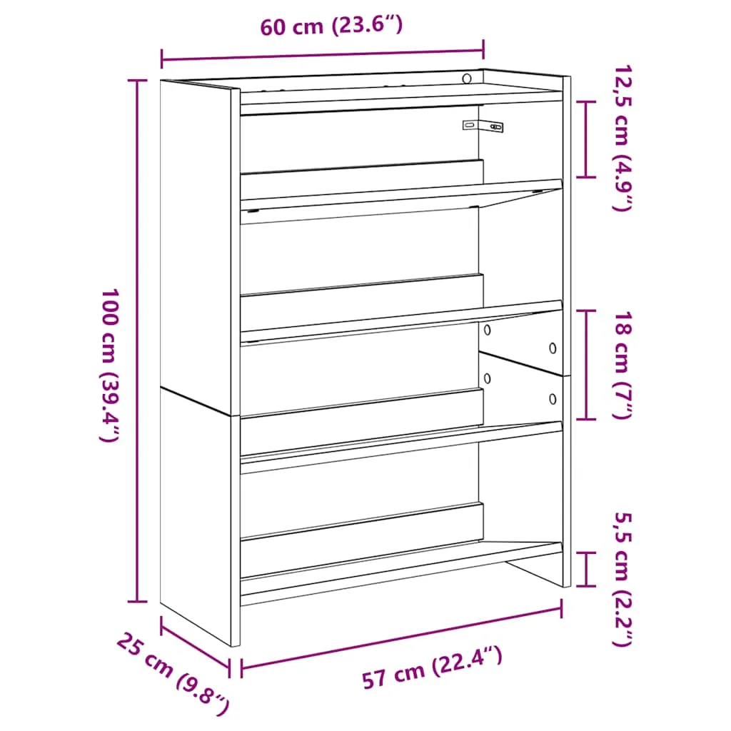 Shoe Rack Concrete Grey 80x25x61.5 cm Engineered Wood