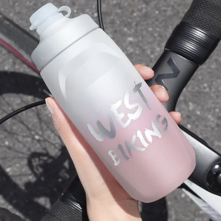 WEST BIKING 750ML Bicycle Water Bottle Portable Outdoor Cycling Water Cup, Color: White Pink Gradient