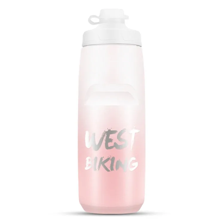 WEST BIKING 750ML Bicycle Water Bottle Portable Outdoor Cycling Water Cup, Color: White Pink Gradient
